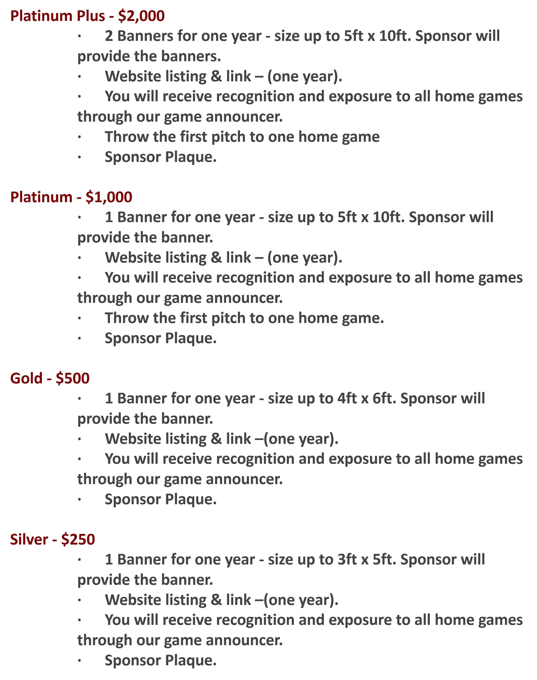 Sponsorship Packages Details